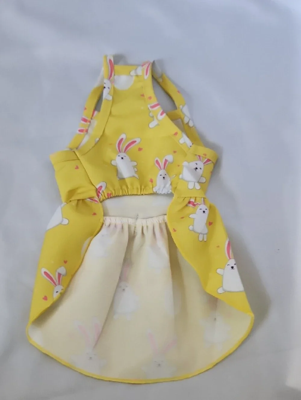 Source Unknown Yellow Bunny Print Dog Dress with Silver Bow
